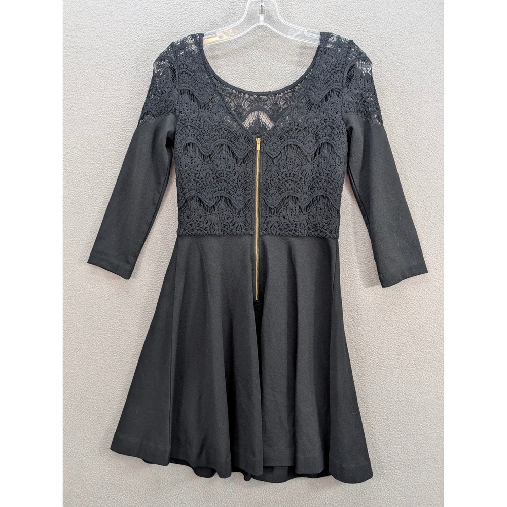 Lilly Pulitzer Black Lace Crochet Long Sleeve Dress Women's M Bodice‎ Fit Flare - Picture 5 of 14